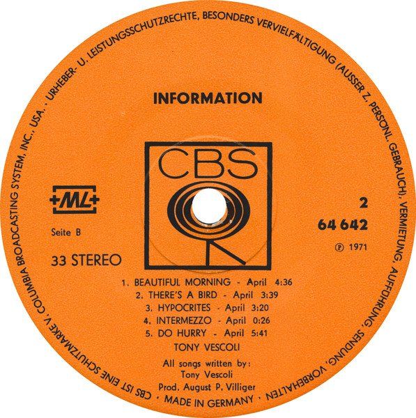 Schallplatten: Vescoli Toni: Information LP – Neu (gemäss Beschreibung) aus Steinhausen von Vilivinili 1