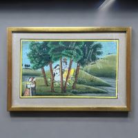 Ancienne peinture miniature indienne gouache sur papier