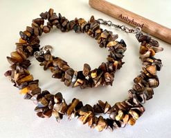 Prächtige Tigeraugen Kette mit 925 Silberverschluss Unikat