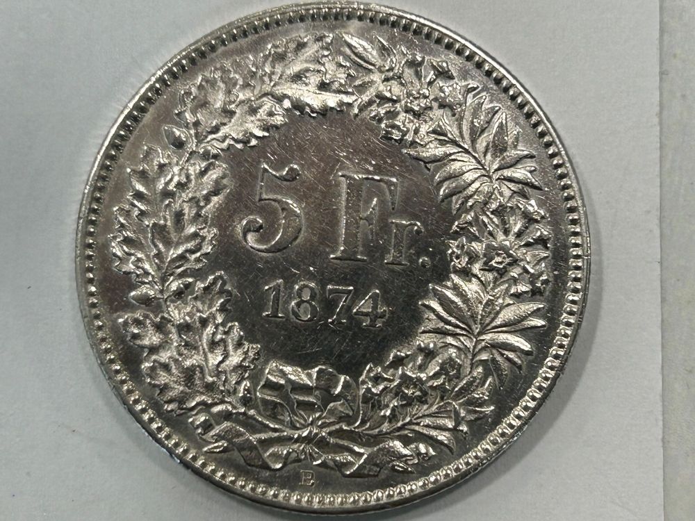 ALTE SILBER 5 FRANKEN 1874 B OHNE PUNKT | Kaufen Auf Ricardo