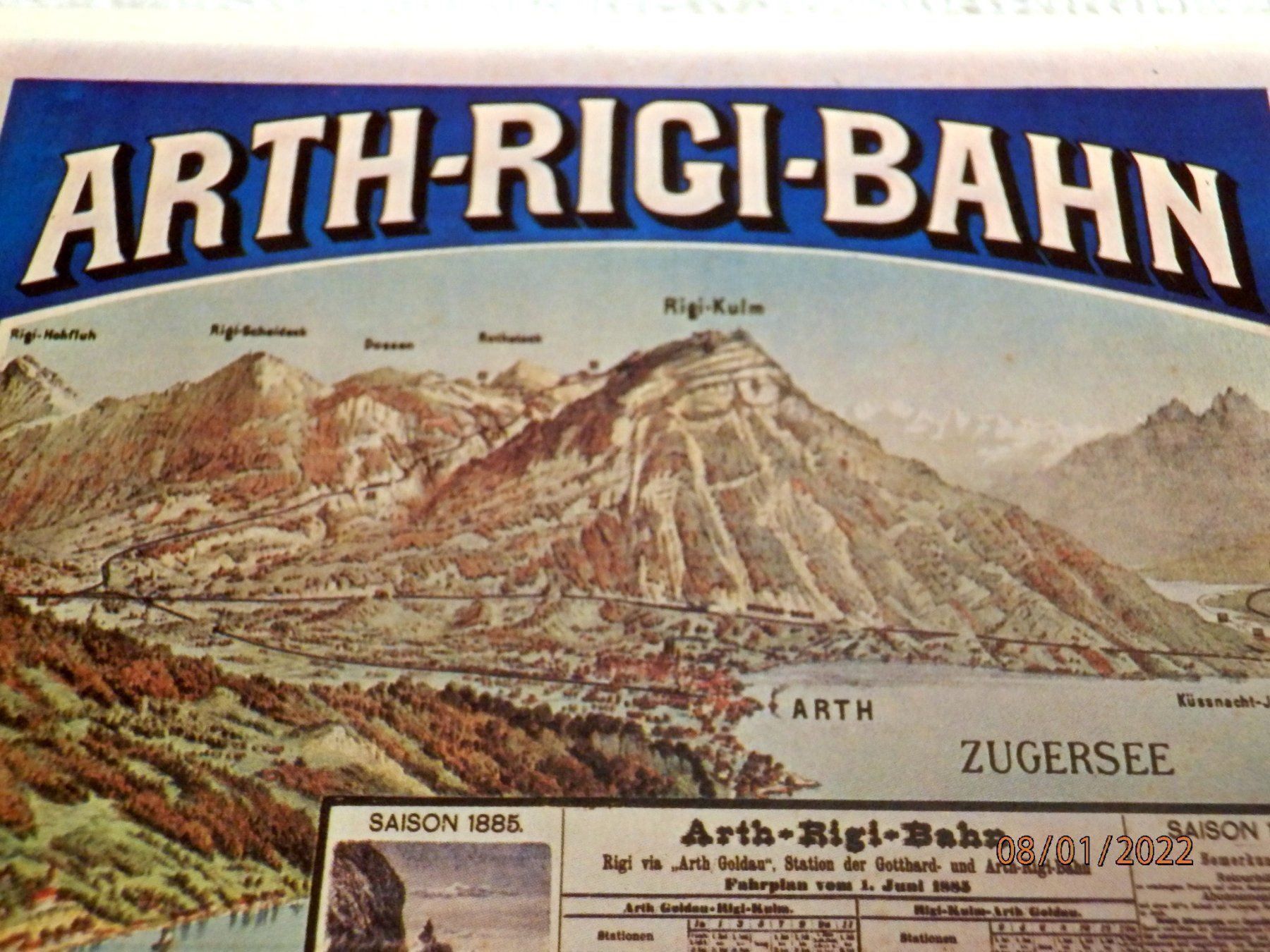 Cartoline postali: Künstlerlitho, Arth-Rigi-Bahn, 1885 – Usato da Ueberstorf venduto da dinbau 1