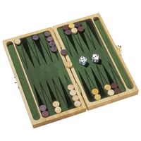 Backgammon en bois tapissé à l'intérieur de feutre vert-NEUF