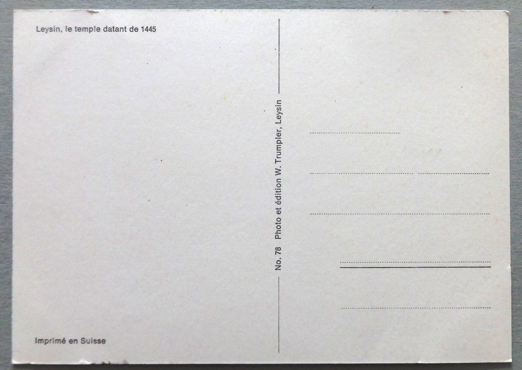 Cartoline postali: Leysin, le temple datant de 1445 – Usato da Fétigny venduto da Billy2miny 1