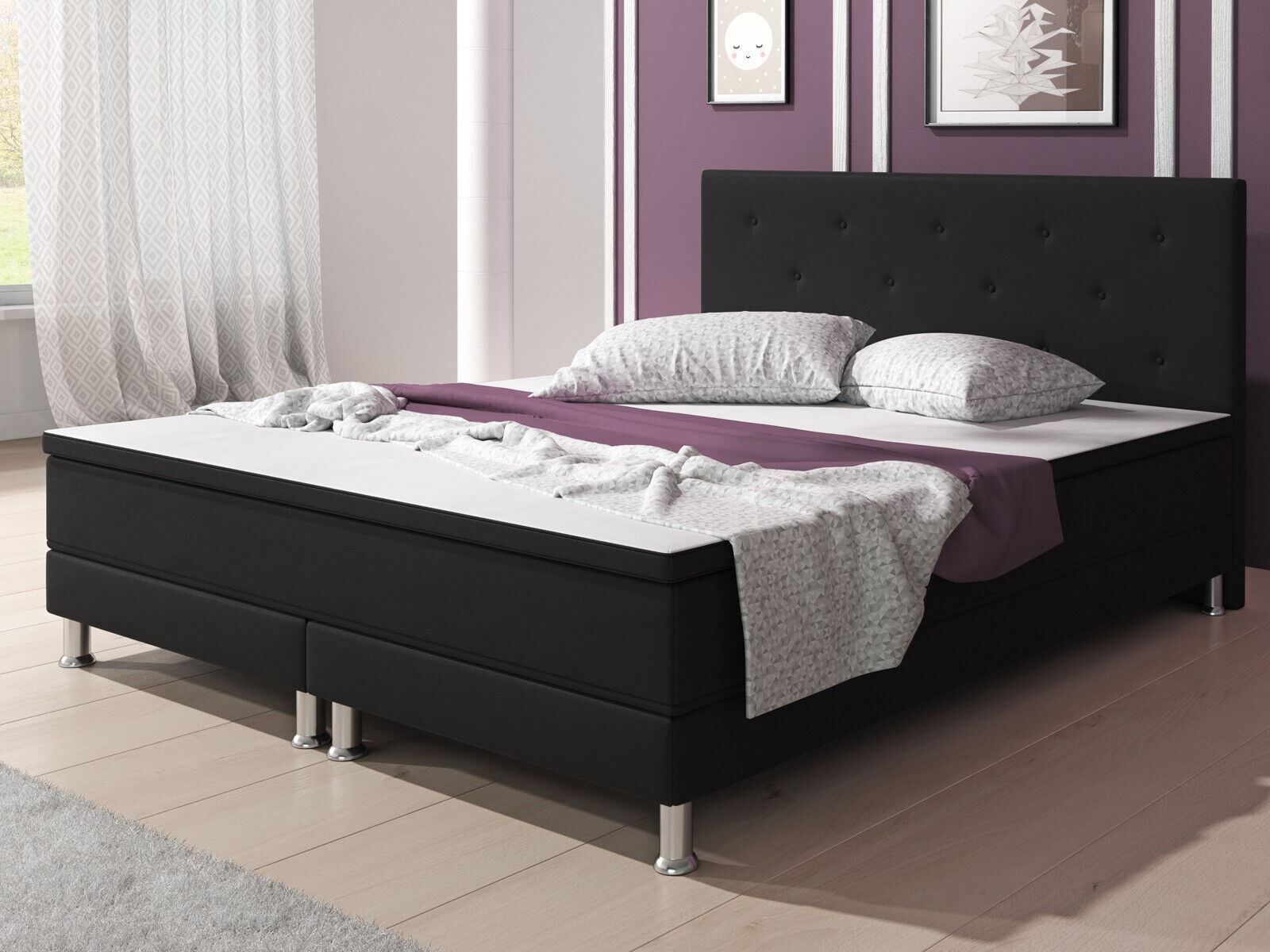 Betten: Boxspringbett 140x200 Schwarz Hotelbett Bett – Neu und originalverpackt aus Wallenwil von toesstal-vertrieb 2