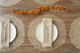 Chilewich Pressed Dahlia Placemat Black Set of Two