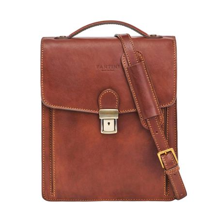 Schultertasche Herren Leder Tuscany - Braun