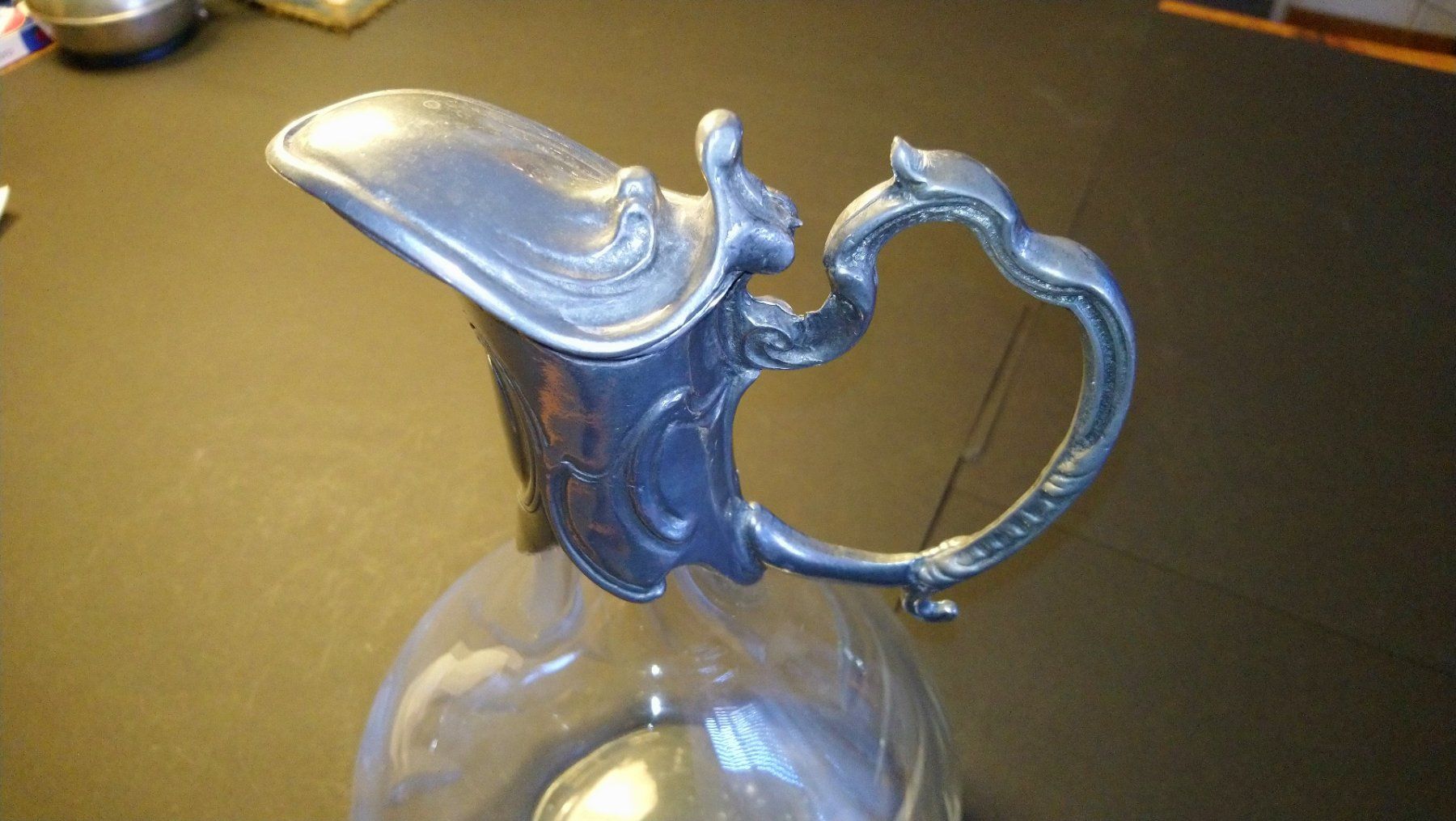 Caraffe: Antike Kristallkaraffe mit Silberbeschlag – Usato da Kreuzlingen venduto da 123peter 3