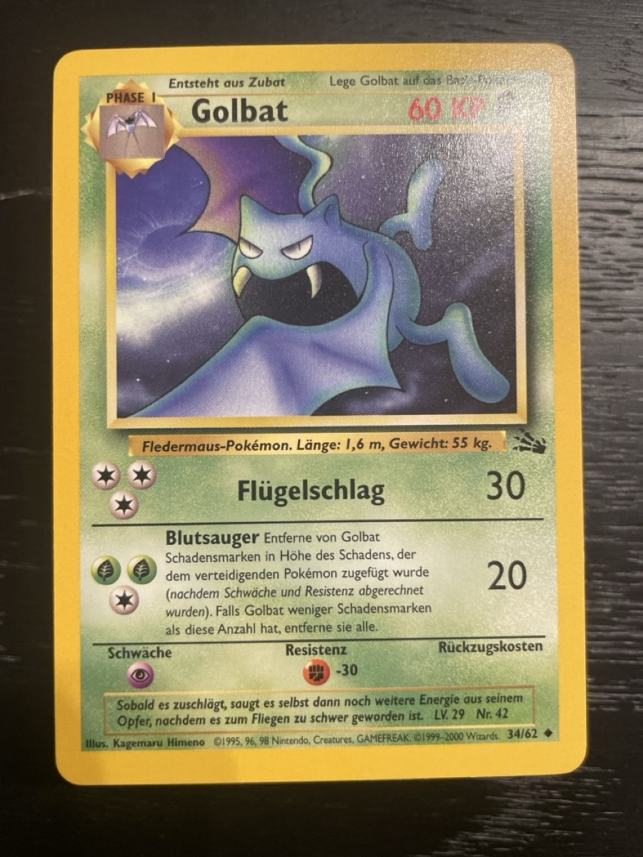 Pokémon Cartes à collectionner: Pokemon Golbat 34/62 fossil – D'occasion à Hugelshofen par Suimosa