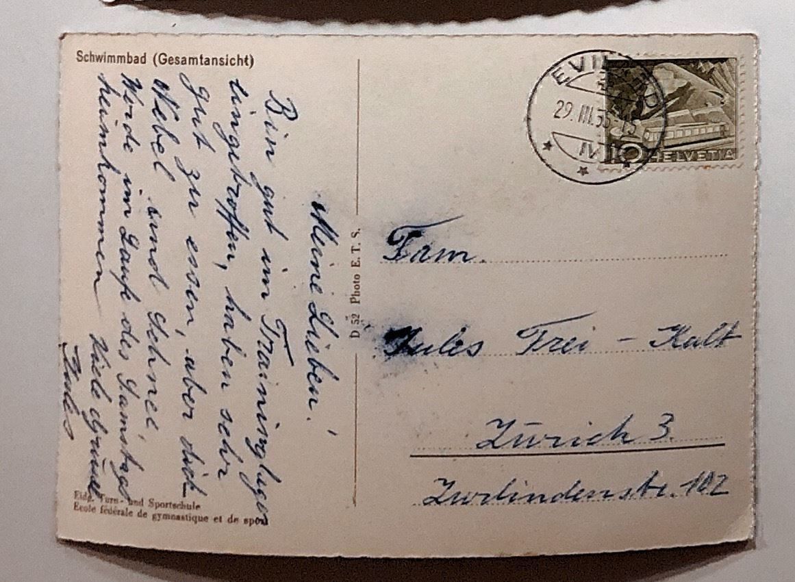 Cartoline postali: MACOLIN MAGGLINGEN Schwimmbad modern – Usato da Lufingen venduto da Rac0 1