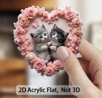 ACRYL HERZ KÜHLSCHRANKMAGNETLI *KÄTZLI,SCHMETTERLING* NEU