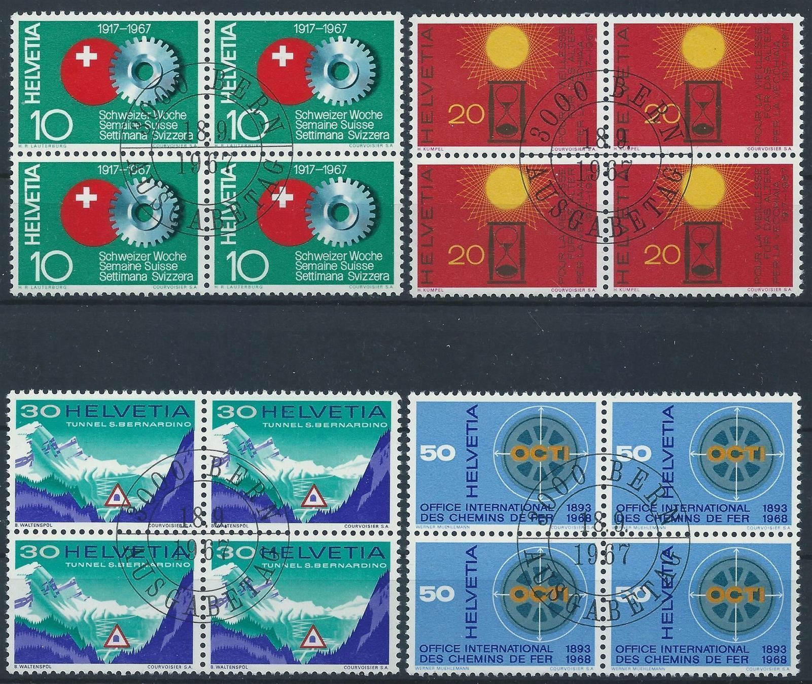 Alle Briefmarken: 1967, Werbemarken l+ll, 4er-Blocks – Gebraucht aus Wittenwil von Khunruedi