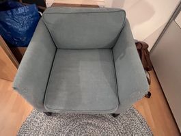 Sessel hellblau guter Zustand mit Gebrauchsspuren