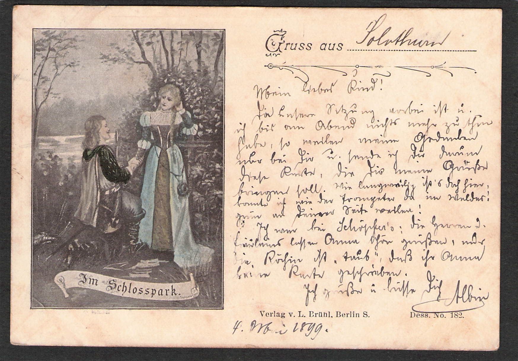 Cartoline postali: AK/SO Gruss aus Solothurn,Ambulant 1899 – Usato da Reichenburg venduto da Pipo-67