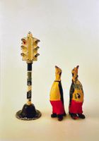 Poster print - traffic light & two penguins