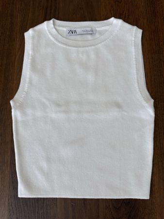ZARA Damen Strick Top Weiss Gr. M