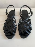 BALLY-Schwarze Leder-Riemchen-Sandale, Lackleder 37,5 NP 398