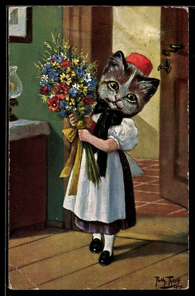 Cartoline postali: Arthur Thiele: Neujahrsgrüsse, Katzenm – Usato da Berlin venduto da bartko-reher