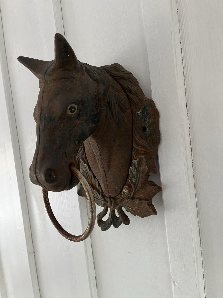 Statuette: Pferdekopf mit Ring aus Gusseisen  – Usato da Wetzikon ZH venduto da seli03 1