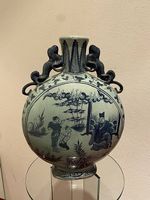     Grand vase chinois ancien décor bleu et blanc