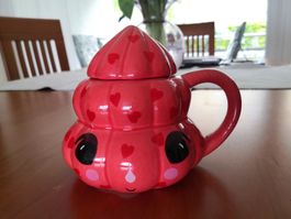 Tasse aus Keramik Rosarot Tintenfisch mit Deckel