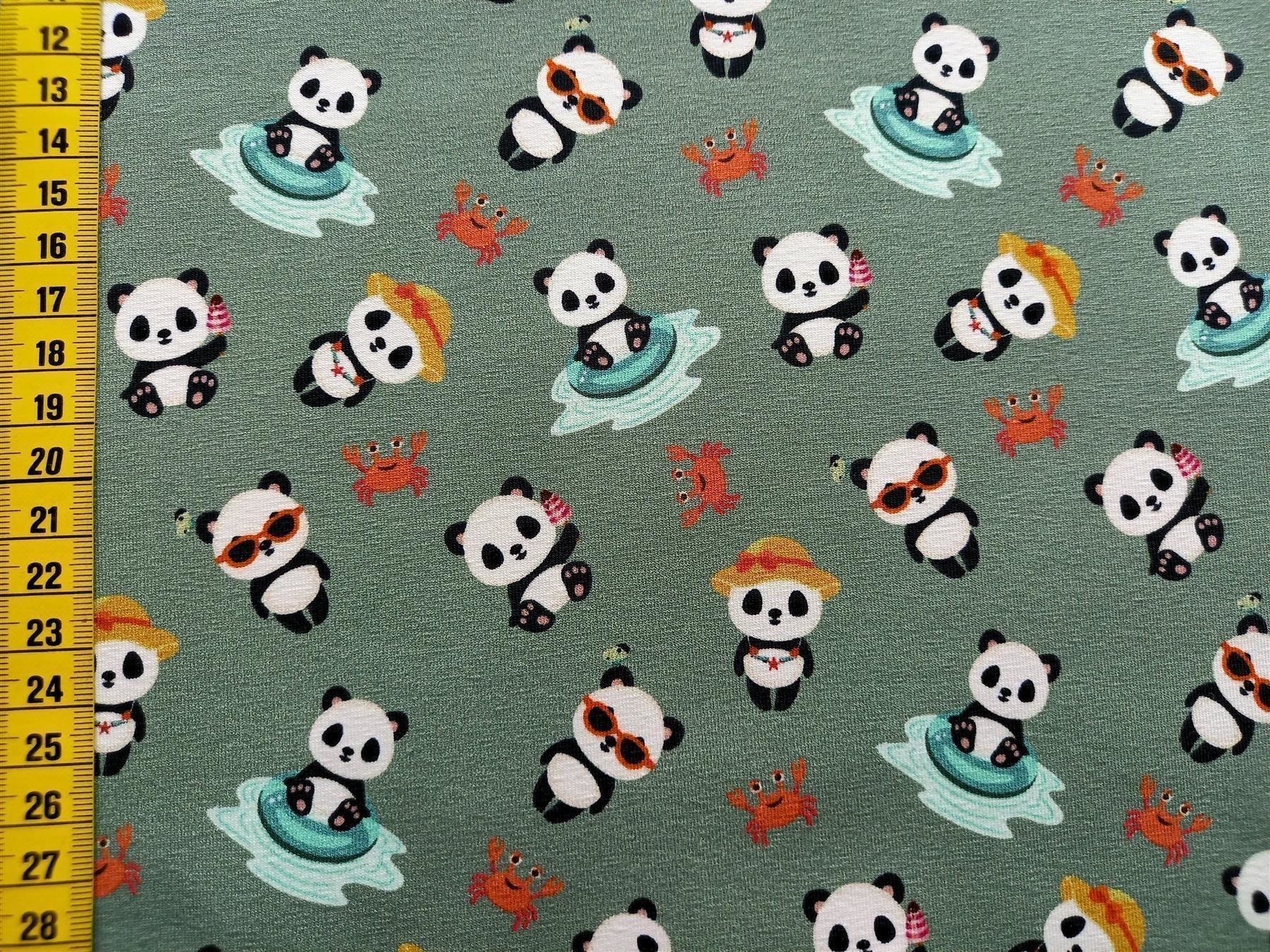 Tessuti: Jersey Ferien-Panda altgrün – Nuovo e nell'imballaggio originale da Winterthur venduto da Kimbana 1