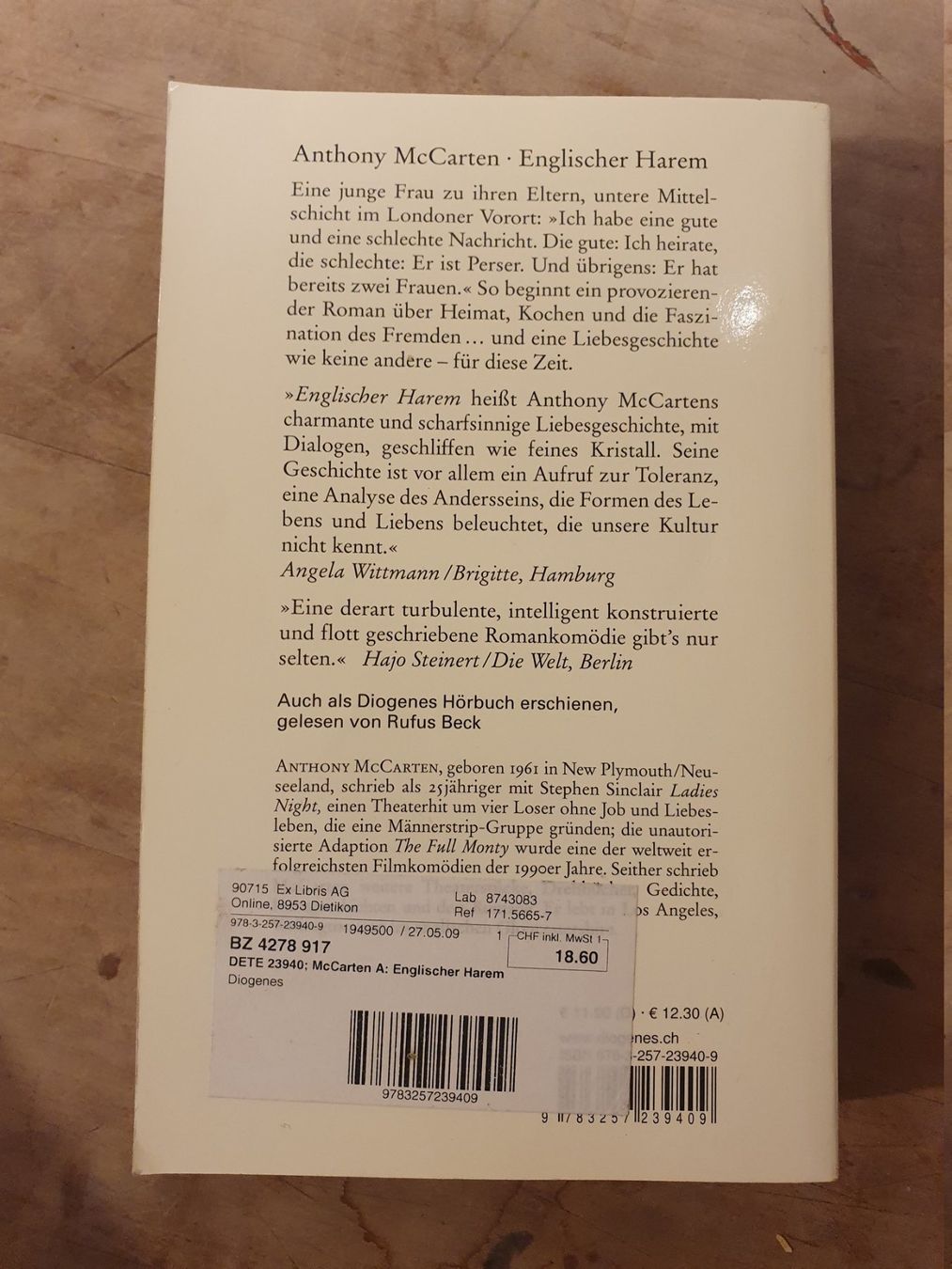 Libri: Englischer Harem Anthony McCarten Diogenes – Usato da Zürich venduto da loosebone 1