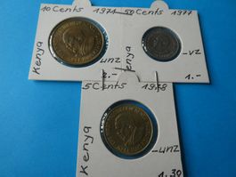 Kenya 1971-78, 3 alte Münzen