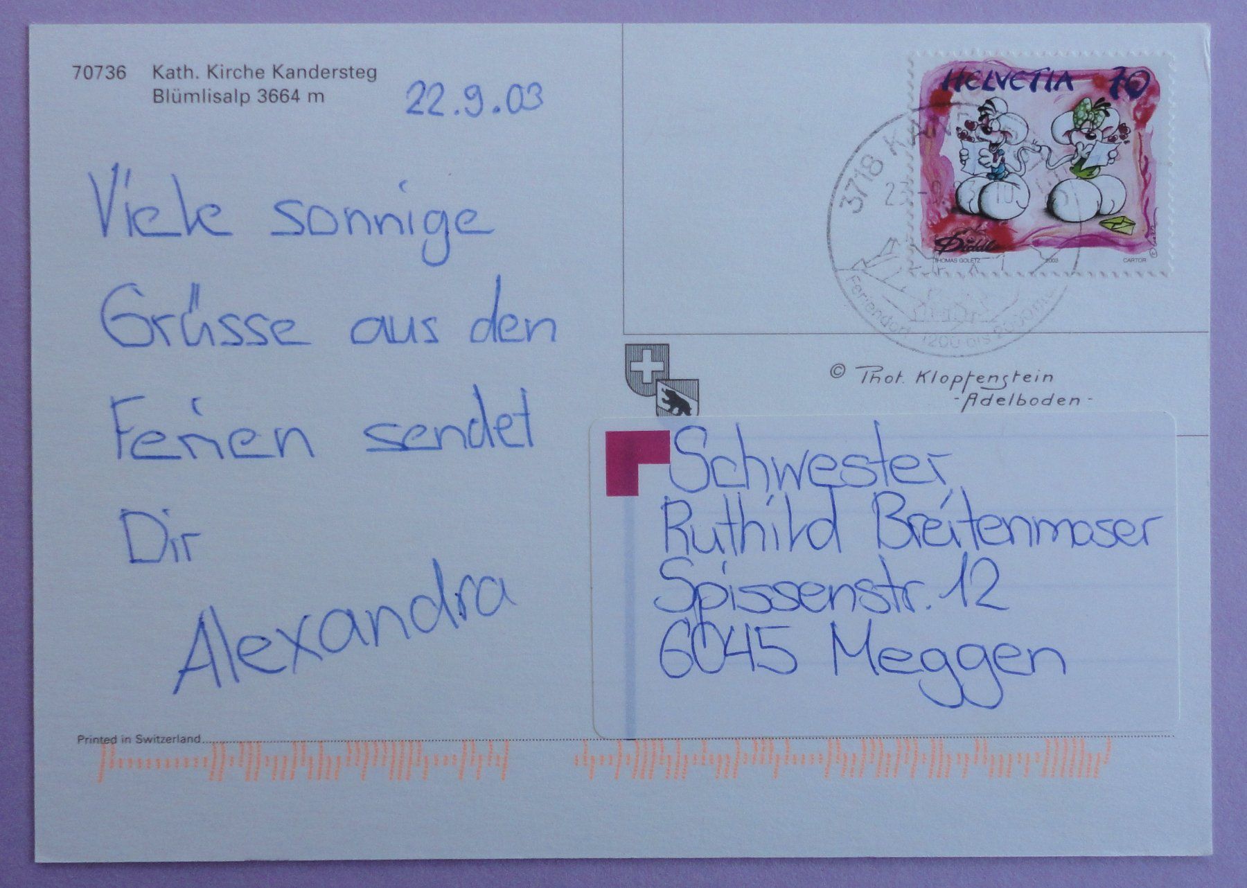 Ansichtskarten: Kath. Kirche Kandersteg – Gebraucht aus Fétigny von Billy2miny 1