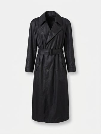 Vintage STRENESSE Trenchcoat Mantel schwarz Gr. 36 Maxi mit 