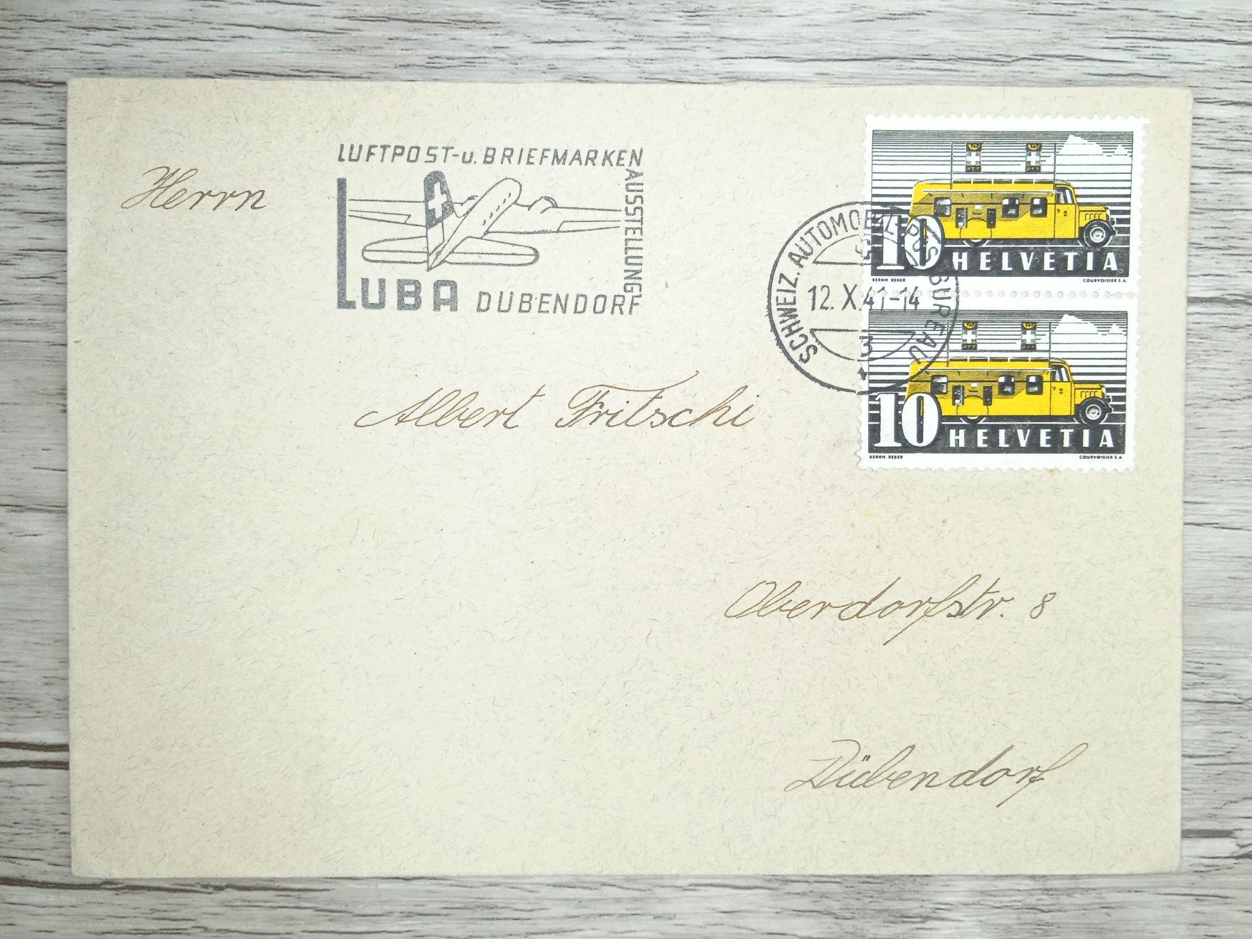 Tutti i francobolli: TR72 Enveloppe + Timbre Suisse 1941 – Usato da Cousset venduto da Patrick_Collections