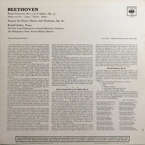Schallplatten: Beethoven/Serkin/NYPhil/Bernstein: Third Piano Concerto LP – Neu (gemäss Beschreibung) aus Steinhausen von Vilivinili 1