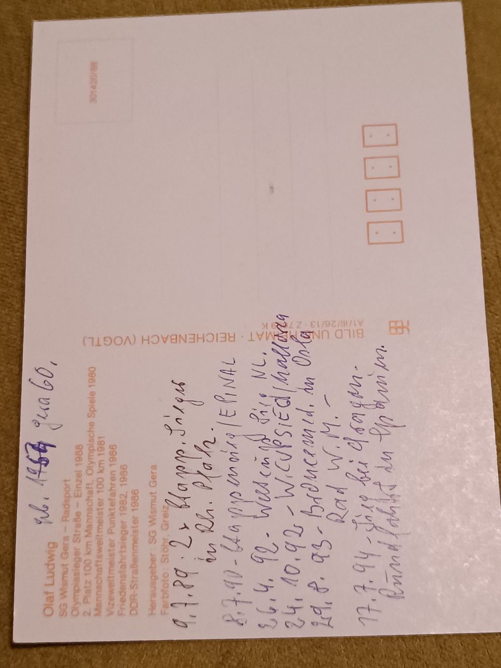 Autografi: Olaf Ludwig - handsigniert – Usato da Menziken venduto da Autogramme 1