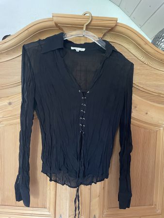 Transparente Bluse schwarz in Grösse 38