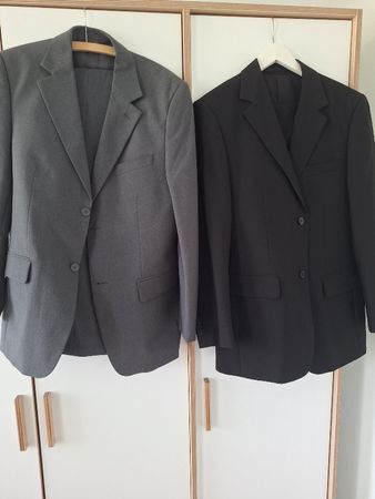 Herrenanzug Set Second Hand, Gr. 48, Grau und Schwarz