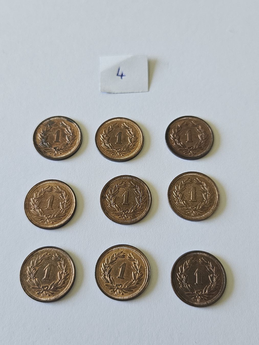 Tutti le monete: 1 Rappen 1937, 9 stk. – Usato da Pfäffikon ZH venduto da Melibol 2
