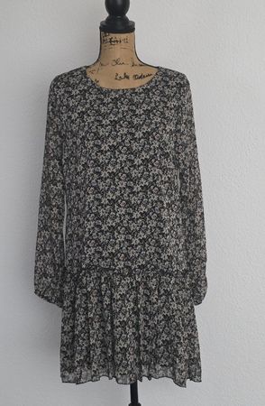 Kleid Koroshi Blumenmuster schwarz Grösse M neu