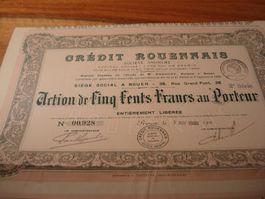 Alte Bankaktie Frankreich, 1920, Credit Rouennais, Rouen