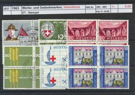 1963 Werbe- und Gedenkmarken", Viererblock, ET - Stempel