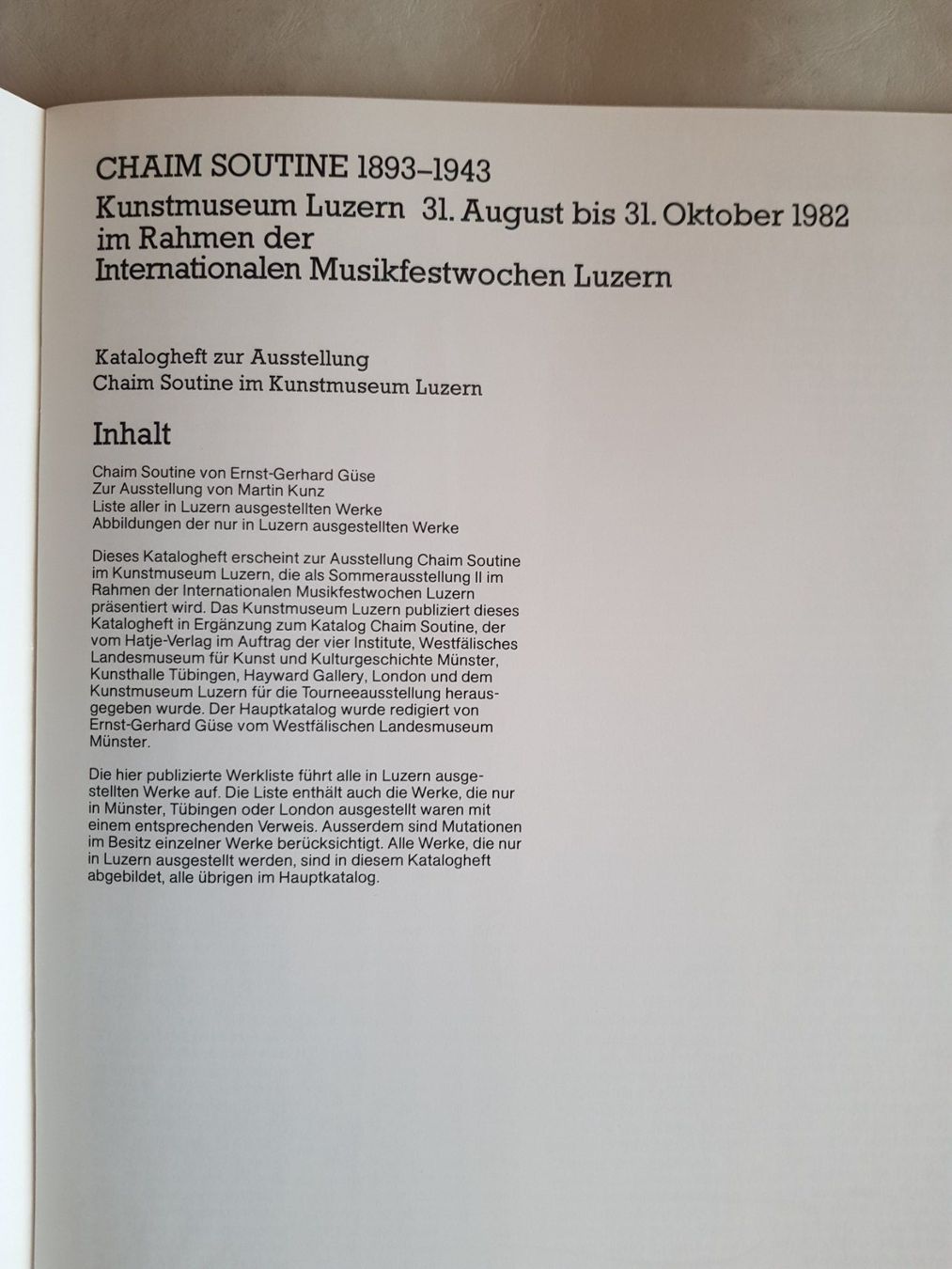 Libri: Chaim Soutine Kunstmuseum Luzern 1982 Katalogheft – Usato da Walterswil BE venduto da Lonitti 1