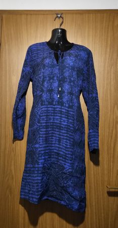 Robe d'été bleu marine à motif abstrait - Taille L viscose
