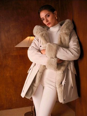 MOTF │ Damen-Parka / Winterjacke mit Futter & Kunstfell │ XS