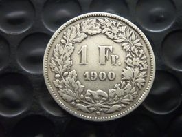1 Fr.  1900 rar nur 0,40 Mio. Prägungen  -  ungereinigt  .