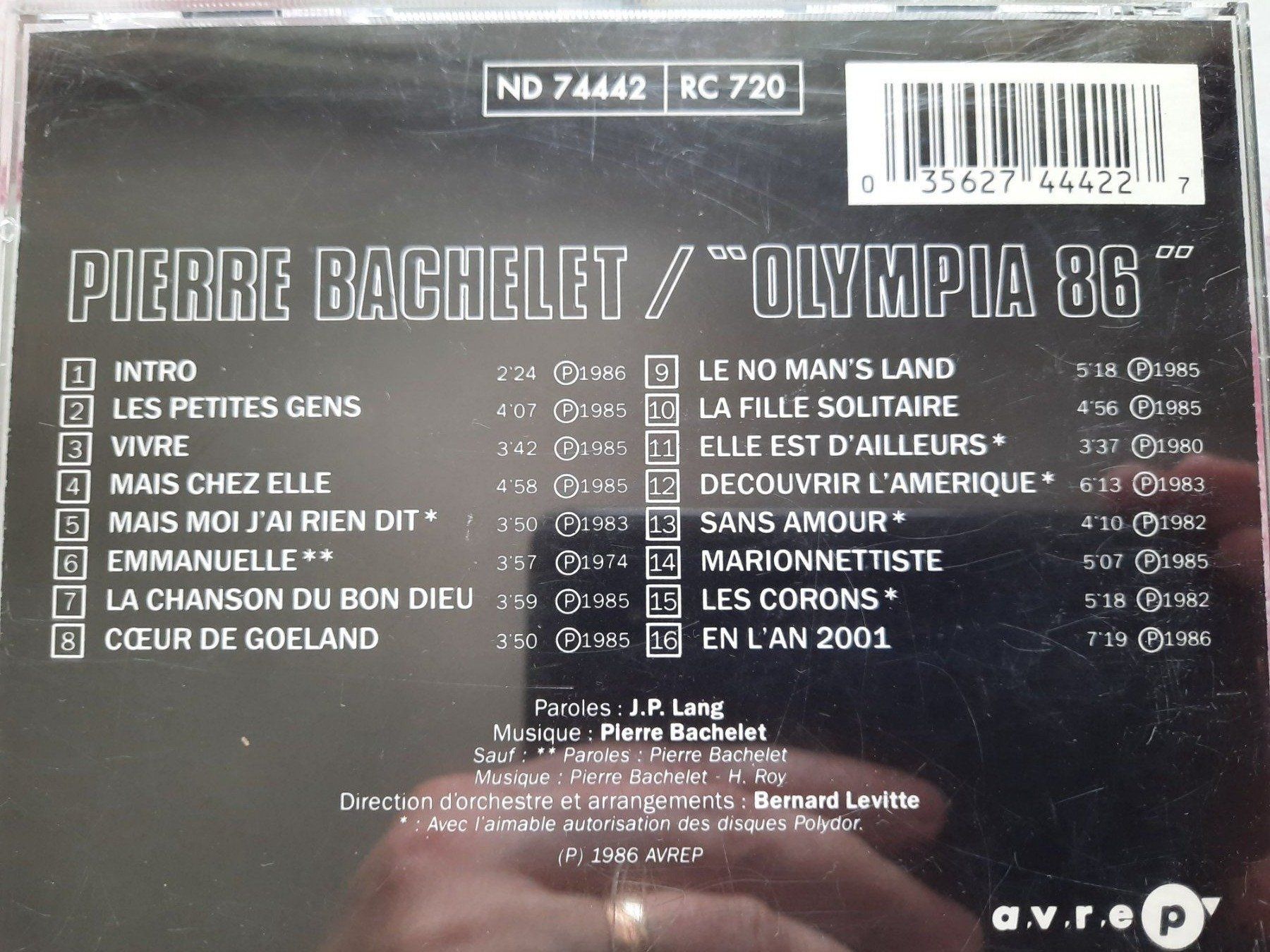 CDs: CD Pierre Bachelet - Olympia 86 – D'occasion à Pully par bro_n52j 2