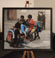Acrylgemälde "Les petits cireurs aux chaussures cirées"