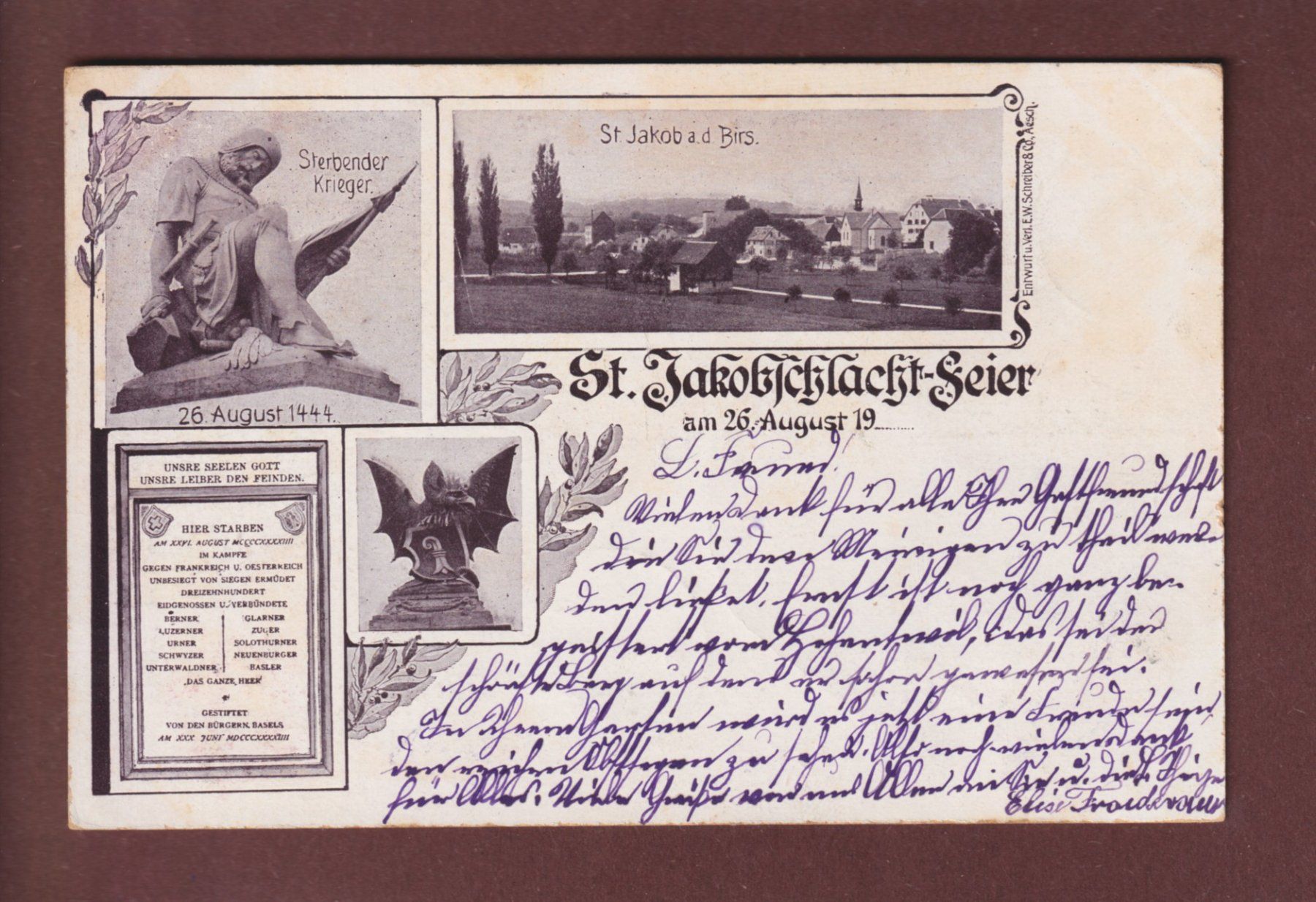Cartoline postali: BASEL - St. Jakobschlacht Feier - 1900 – Usato da Pully venduto da nicecards