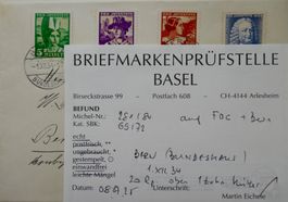 1934 PJ-FDC Satzbrief J69 - J72 1.XII.34 mit Befund Eichele