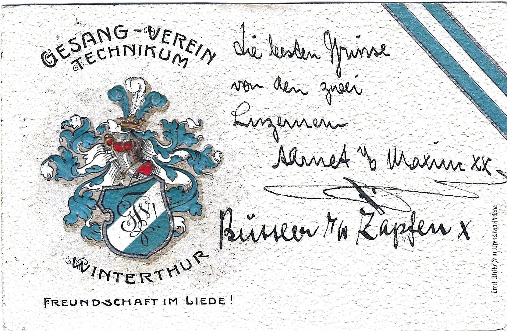 Cartoline postali: Studenten-"Gesang-Verein Technikum Winterthur" – Usato da Buchs AG venduto da Baerfisch