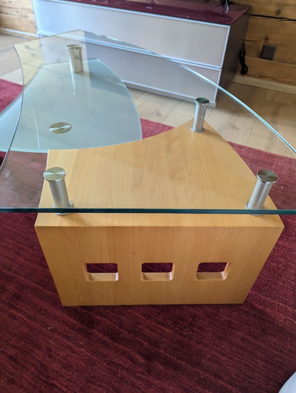 Tavoli: Moderner Couchtisch Glas/Holz 2 Ebenen – Usato da Erlenbach im Simmental venduto da freidlteam 2