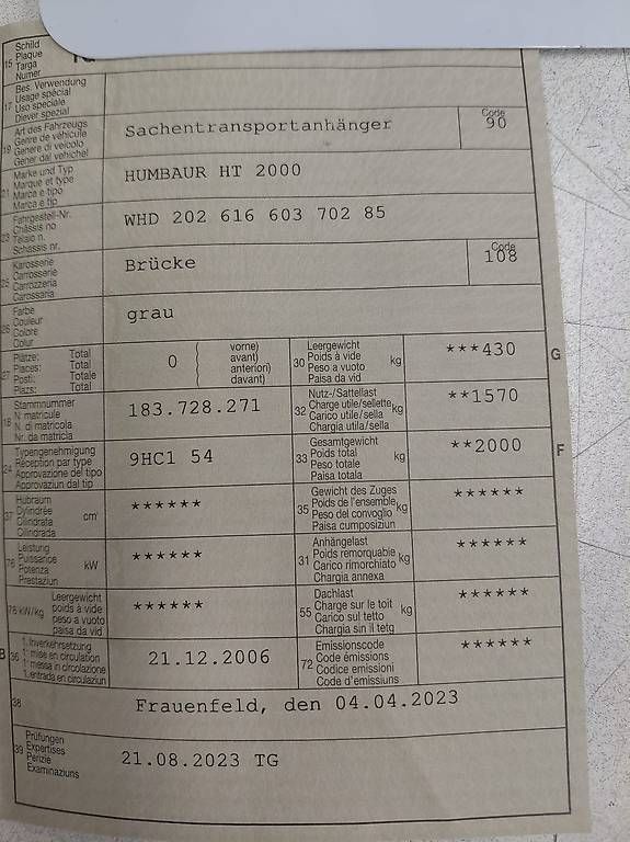 Rimorchi: Sachentransportanhänger – Usato da diessenhofen venduto da endrit2