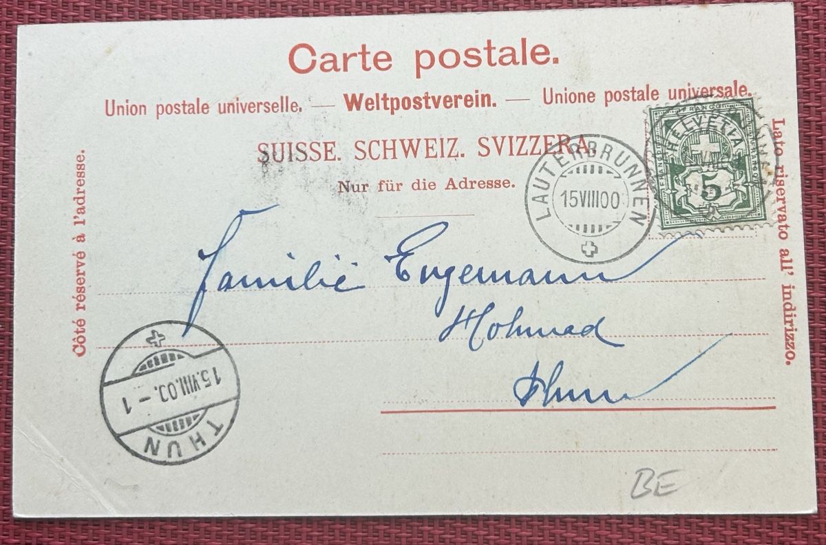 Cartoline postali: Lauterbrunnen Hotel Staubbach 1900 – Usato da Horw venduto da Tellbub 1